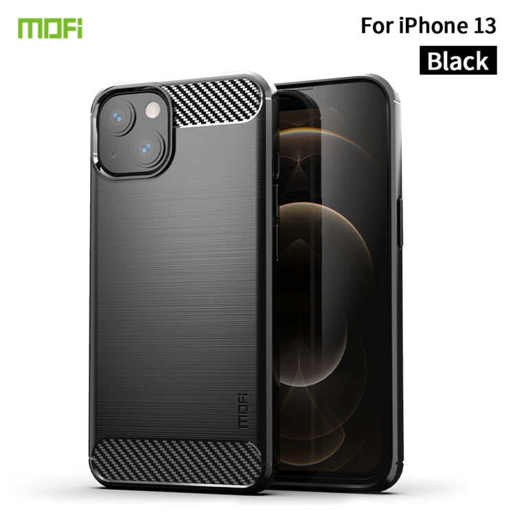 For iPhone 13 MOFI Gentleness Series Brushed Texture Carbon Fiber Soft TPU Case (Black) - iPhone 13 Cases by MOFI | Online Shopping South Africa | PMC Jewellery