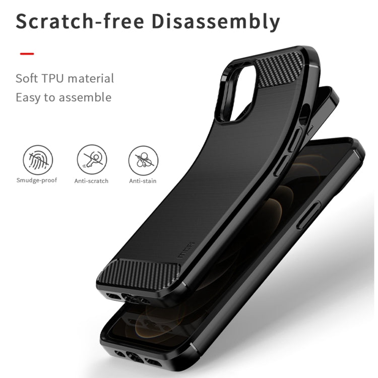 For iPhone 13 MOFI Gentleness Series Brushed Texture Carbon Fiber Soft TPU Case (Black) - iPhone 13 Cases by MOFI | Online Shopping South Africa | PMC Jewellery