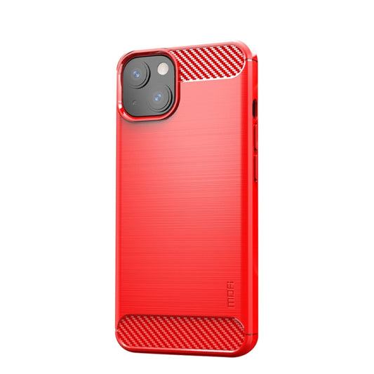 For iPhone 13 MOFI Gentleness Series Brushed Texture Carbon Fiber Soft TPU Case (Red) - iPhone 13 Cases by MOFI | Online Shopping South Africa | PMC Jewellery | Buy Now Pay Later Mobicred