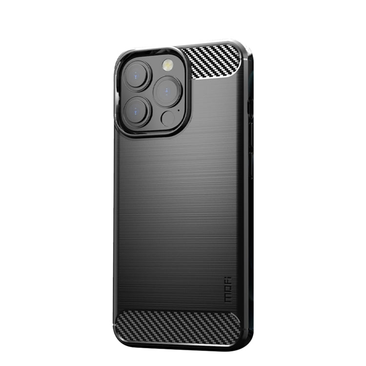 For iPhone 13 Pro MOFI Gentleness Series Brushed Texture Carbon Fiber Soft TPU Case  (Black) - iPhone 13 Pro Cases by MOFI | Online Shopping South Africa | PMC Jewellery | Buy Now Pay Later Mobicred