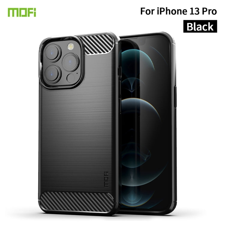 For iPhone 13 Pro MOFI Gentleness Series Brushed Texture Carbon Fiber Soft TPU Case  (Black) - iPhone 13 Pro Cases by MOFI | Online Shopping South Africa | PMC Jewellery | Buy Now Pay Later Mobicred