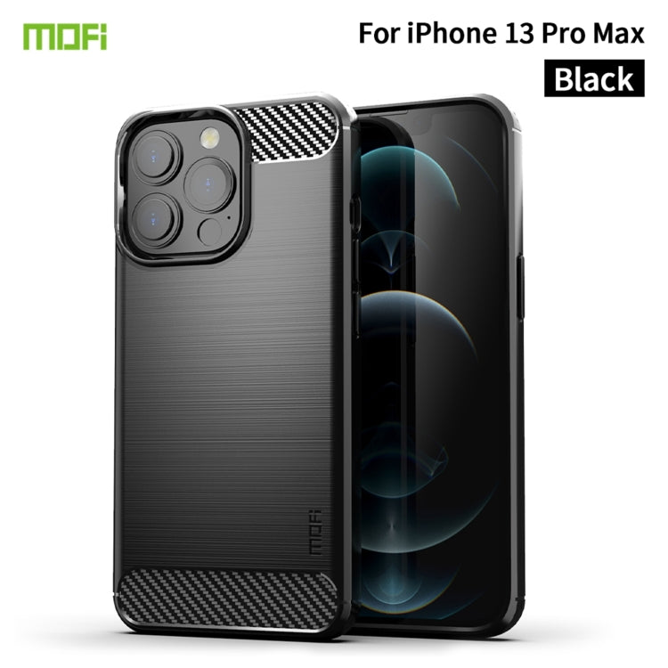 For iPhone 13 Pro Max MOFI Gentleness Series Brushed Texture Carbon Fiber Soft TPU Case  (Black) - iPhone 13 Pro Max Cases by MOFI | Online Shopping South Africa | PMC Jewellery