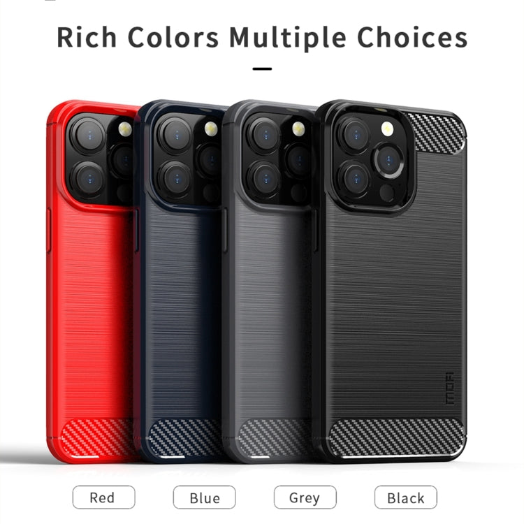 For iPhone 13 Pro Max MOFI Gentleness Series Brushed Texture Carbon Fiber Soft TPU Case  (Red) - iPhone 13 Pro Max Cases by MOFI | Online Shopping South Africa | PMC Jewellery