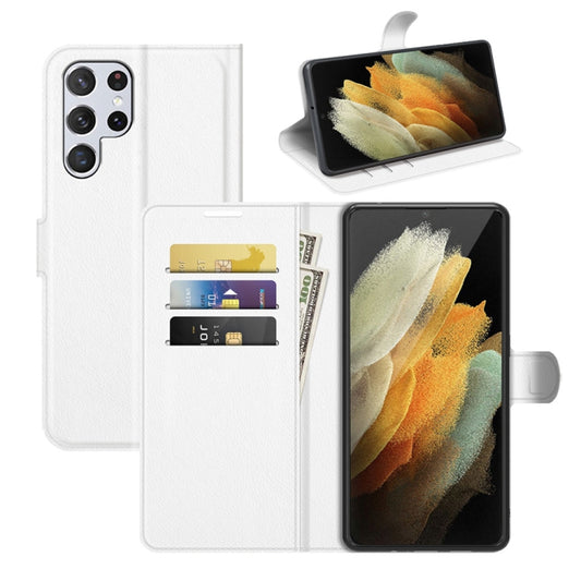 For Samsung Galaxy S22 Ultra 5G Litchi Texture Horizontal Flip Protective Case with Holder & Card Slots & Wallet(White) - Galaxy S22 Ultra 5G Cases by PMC Jewellery | Online Shopping South Africa | PMC Jewellery | Buy Now Pay Later Mobicred