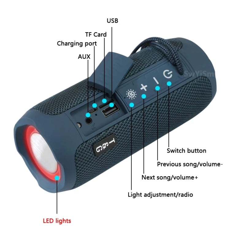 T&G TG227 Outdoor Portable Waterproof Bluetooth Music Speaker with LED Support FM / TF / USB(Red) - Desktop Speaker by T&G | Online Shopping South Africa | PMC Jewellery | Buy Now Pay Later Mobicred