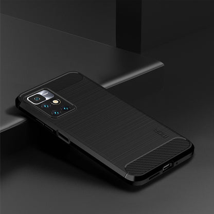 For Xiaomi Redmi 10 / 10 Prime MOFI Gentleness Series Brushed Texture Carbon Fiber Soft TPU Phone Case(Black) - Xiaomi Cases by MOFI | Online Shopping South Africa | PMC Jewellery