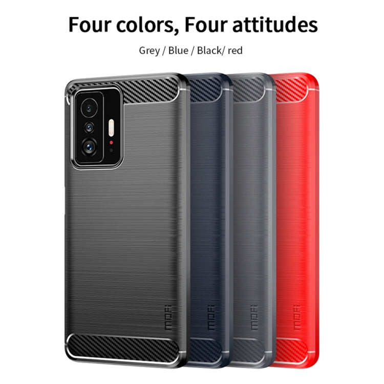 For Xiaomi Mi 11T / 11T Pro MOFI Gentleness Series Brushed Texture Carbon Fiber Soft TPU Phone Case(Red) - Xiaomi Cases by MOFI | Online Shopping South Africa | PMC Jewellery