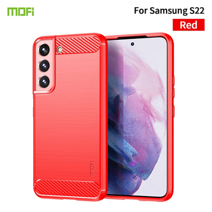 For Samsung Galaxy S22 5G MOFI Gentleness Series Brushed Texture Carbon Fiber Soft TPU Case(Red) - Galaxy S22 5G Cases by MOFI | Online Shopping South Africa | PMC Jewellery | Buy Now Pay Later Mobicred