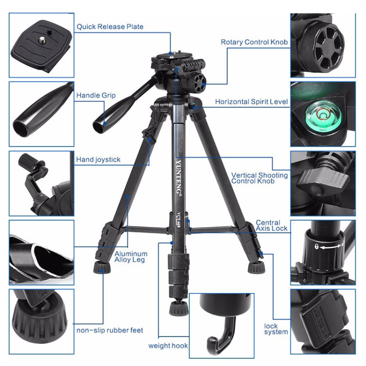 YUNTENG VCT-668 Aluminum Alloy Tripod Mount for 3 dimensional Damping Head - Tripods by YUNTENG | Online Shopping South Africa | PMC TechLife | Buy Now Pay Later Mobicred