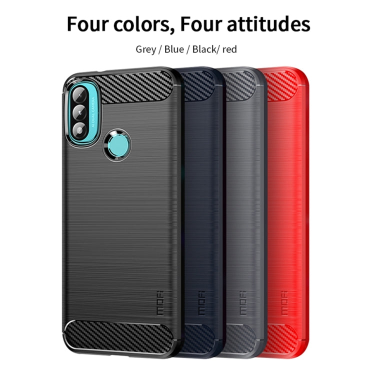 For Motorola Moto E20 / E30 / E40 MOFI Gentleness Series Brushed Texture Carbon Fiber Soft TPU Case(Red) - Motorola Cases by MOFI | Online Shopping South Africa | PMC Jewellery | Buy Now Pay Later Mobicred