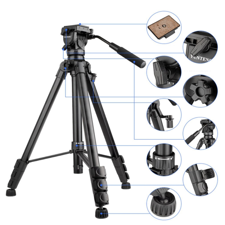 YUNTENG VCT-999 2m Aluminum Tripod Mount with Fluid Drag Damping Head - free shipping - PMC TechLife - Order now!