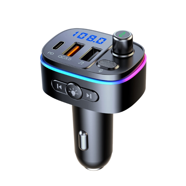 T65 Car Bluetooth FM Transmitter Dual USB Type-C QC3.0 Charger - Bluetooth Car Kits by PMC Jewellery | Online Shopping South Africa | PMC Jewellery | Buy Now Pay Later Mobicred