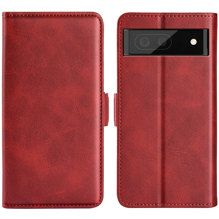 For Google Pixel 6a Dual-side Magnetic Buckle Leather Phone Case(Red) - Google Cases by PMC Jewellery | Online Shopping South Africa | PMC Jewellery | Buy Now Pay Later Mobicred