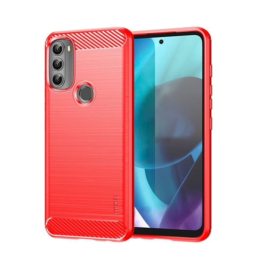 For Motorola Moto G71 5G MOFI Gentleness Brushed Carbon Fiber Soft TPU Case(Red) - Motorola Cases by MOFI | Online Shopping South Africa | PMC Jewellery