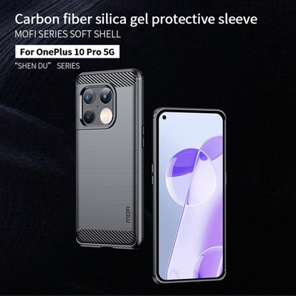 For OnePlus 10 Pro 5G MOFI Gentleness Brushed Carbon Fiber Soft TPU Case(Blue) - OnePlus Cases by MOFI | Online Shopping South Africa | PMC Jewellery