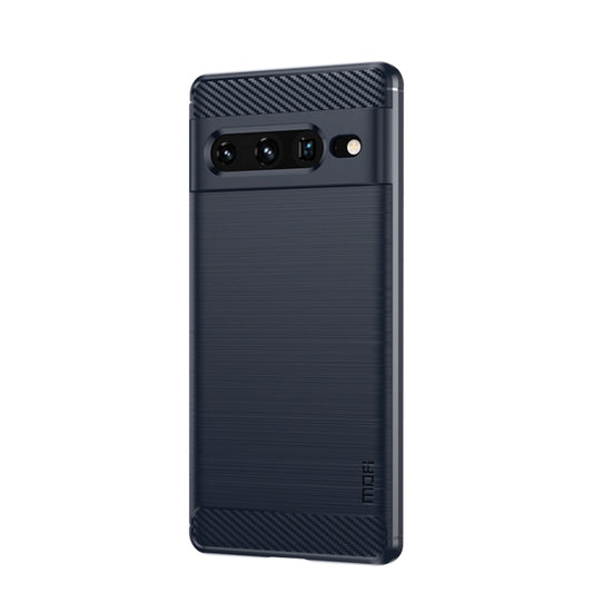 For Google pixel 7 Pro 5G MOFI Gentleness Series Brushed Texture Carbon Fiber TPU Phone Case(Blue) - Google Cases by MOFI | Online Shopping South Africa | PMC Jewellery