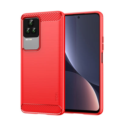 For Xiaomi Redmi K50 / K50 Pro MOFI Gentleness Brushed Carbon Fiber Soft TPU Case(Red) - Xiaomi Cases by MOFI | Online Shopping South Africa | PMC Jewellery | Buy Now Pay Later Mobicred