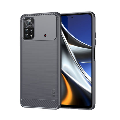 For Xiaomi Poco X4 Pro 5G MOFI Gentleness Brushed Carbon Fiber Soft TPU Case(Gray) - Xiaomi Cases by MOFI | Online Shopping South Africa | PMC Jewellery | Buy Now Pay Later Mobicred