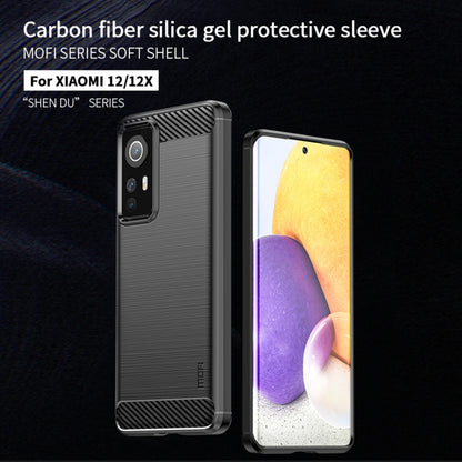 For Xiaomi 12 / 12X MOFI Gentleness Brushed Carbon Fiber Soft TPU Case(Black) - Xiaomi Cases by MOFI | Online Shopping South Africa | PMC Jewellery | Buy Now Pay Later Mobicred