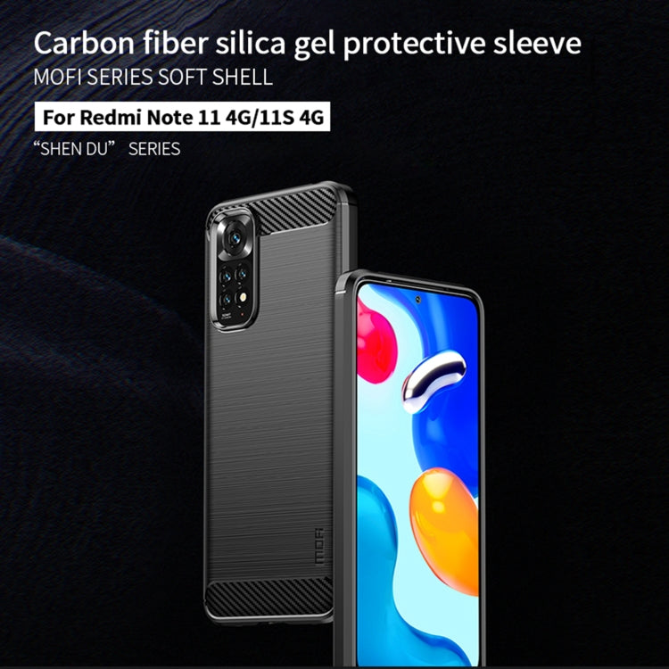 For Xiaomi Redmi Note 11 4G Global / Note 11S 4G MOFI Gentleness Brushed Carbon Fiber TPU Case(Blue) - Xiaomi Cases by MOFI | Online Shopping South Africa | PMC Jewellery