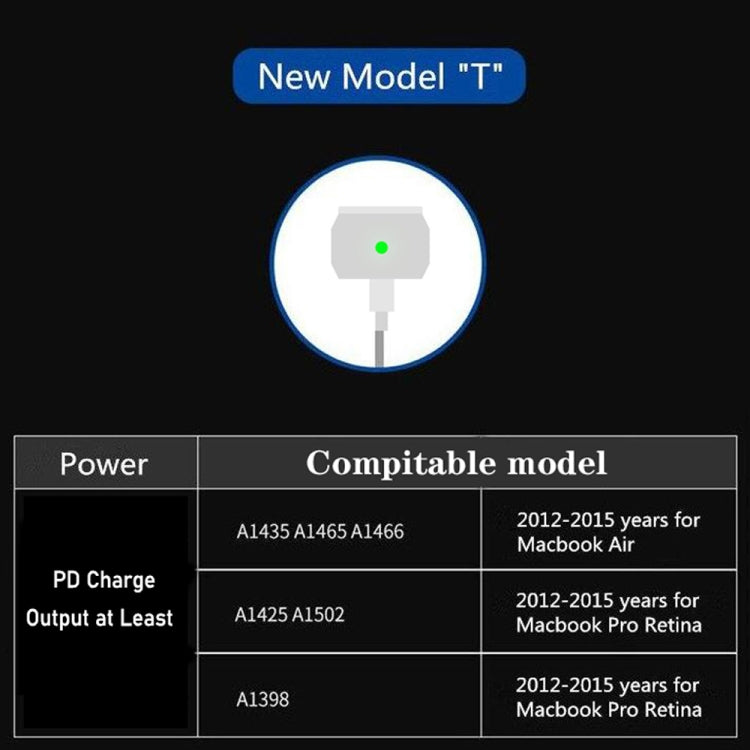 PD-65W USB-C / Type-C + QC3. 0 USB Laptop Charging Adapter + 1.8m USB-C / Type-C to MagSafe 2 / T Head Data Cable, EU Plug / US Plug(Black) - Cable & Adapter by PMC Jewellery | Online Shopping South Africa | PMC Jewellery | Buy Now Pay Later Mobicred
