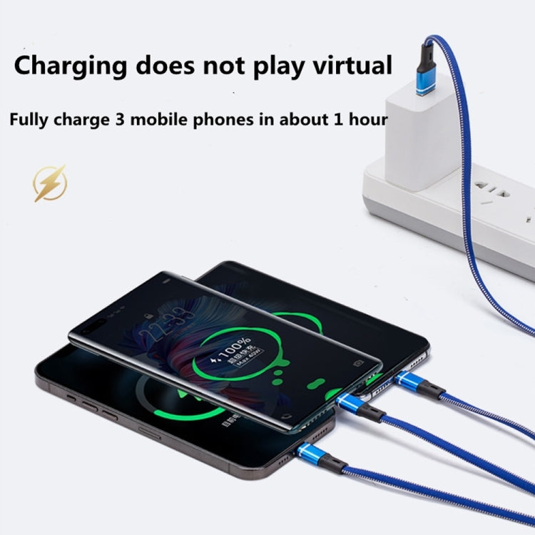 XJ-76 40W 5A 3 in 1 USB to 8 Pin + Type-C + Micro USB Super Flash Charging Cable, Length: 1.18m(Colour) - free shipping - PMC Jewellery - Order now!