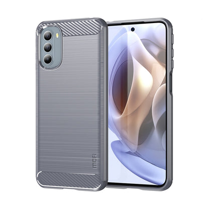 For Motorola Moto G31/G41 MOFI Gentleness Series Brushed Texture Carbon Fiber TPU Phone Case(Gray) - Motorola Cases by MOFI | Online Shopping South Africa | PMC Jewellery