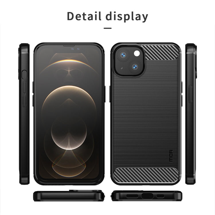 For iPhone 14 MOFI Gentleness Brushed Texture Carbon Fiber TPU Phone Case (Red) - iPhone 14 Cases by MOFI | Online Shopping South Africa | PMC TechLife | Buy Now Pay Later Mobicred