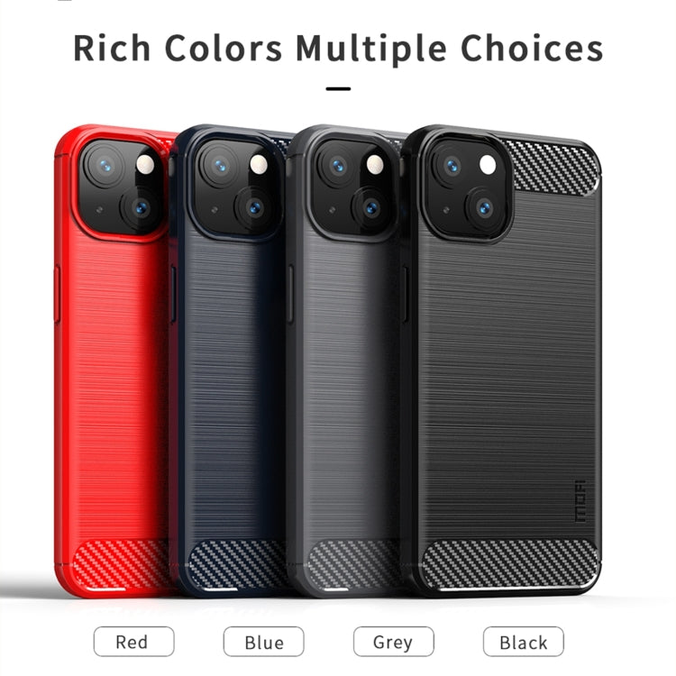 For iPhone 14 MOFI Gentleness Brushed Texture Carbon Fiber TPU Phone Case (Red) - iPhone 14 Cases by MOFI | Online Shopping South Africa | PMC TechLife | Buy Now Pay Later Mobicred
