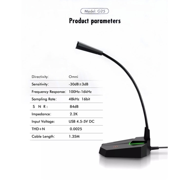 Yanmai G25 USB High Sensitive Microphone RGB Gaming Gooseneck Table Mic - Microphone by Yanmai | Online Shopping South Africa | PMC TechLife | Buy Now Pay Later Mobicred