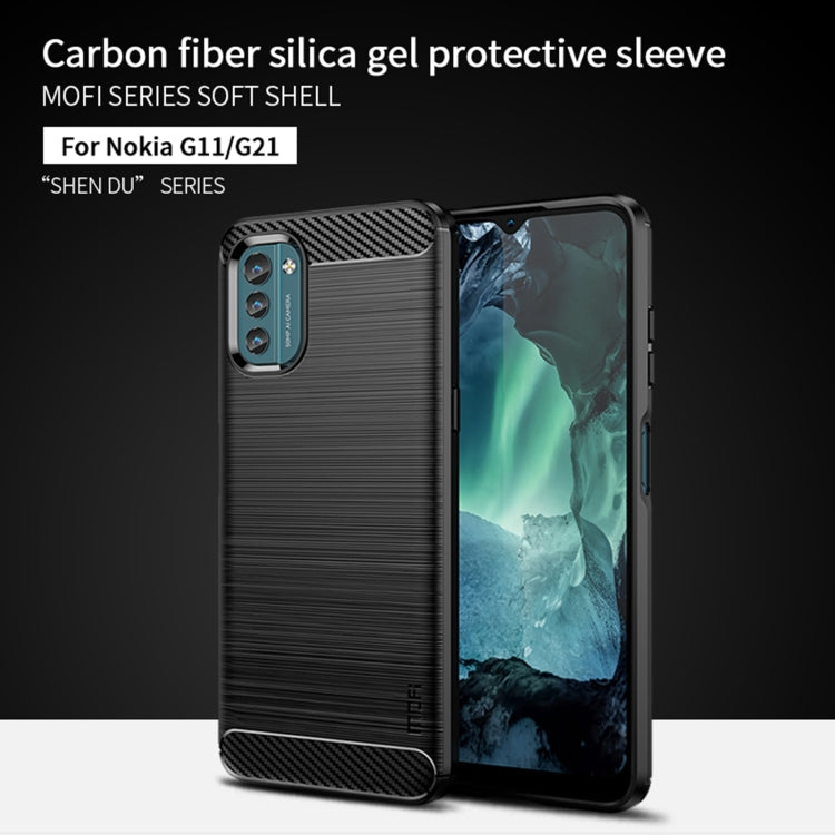 For Nokia G11 / G21 MOFI Gentleness Series Brushed Texture Carbon Fiber Soft TPU Case(Blue) - Nokia Cases by MOFI | Online Shopping South Africa | PMC Jewellery