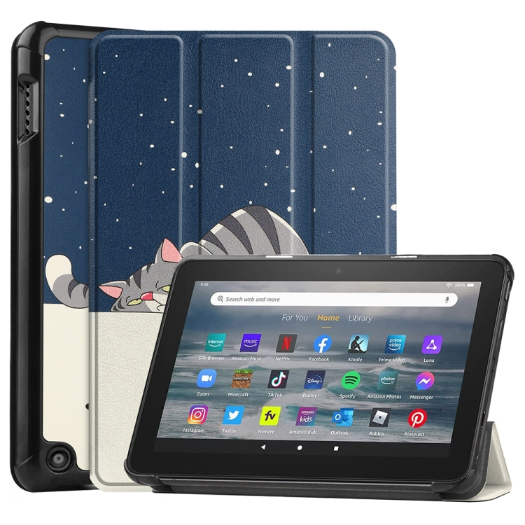 Amazon Fire 7 12th 2022 JSM Smart Leather Tablet Case(Lazy Cat) - free shipping - PMc TechLife - Order now!
