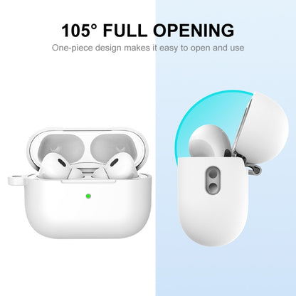 For Apple AirPods Pro 2 2022 ENKAY Thickened Silicone Protective Case with Keychain(White) - For AirPods Pro 2 by ENKAY | Online Shopping South Africa | PMC Jewellery