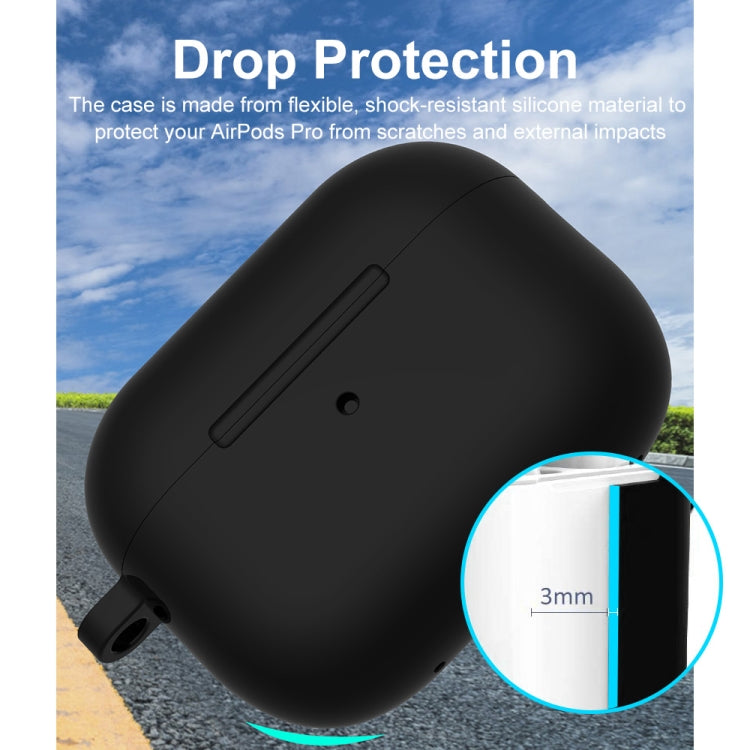 For Apple AirPods Pro 2 2022 ENKAY Thickened Silicone Protective Case with Keychain(Black) - For AirPods Pro 2 by ENKAY | Online Shopping South Africa | PMC Jewellery | Buy Now Pay Later Mobicred