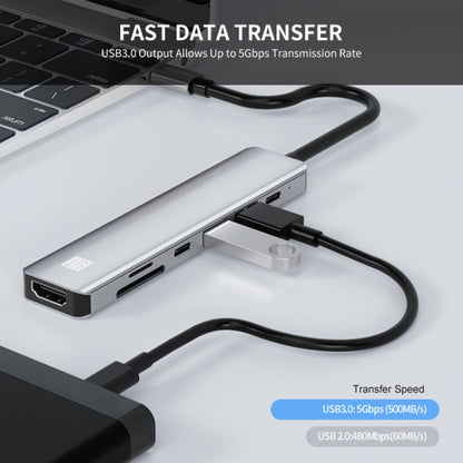 JUNSUNMAY 7 in 1 Type-C to 4K HDMI Docking Station Adapter PD Quick Charge Hub SD/TF Card Reader - USB HUB by JUNSUNMAY | Online Shopping South Africa | PMC Jewellery | Buy Now Pay Later Mobicred