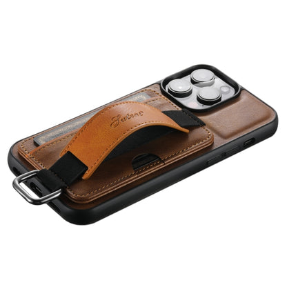 For iPhone 14 Pro Max Suteni H13 Card Wallet Wrist Strap Holder PU Phone Case(Brown) - iPhone 14 Pro Max Cases by Suteni | Online Shopping South Africa | PMC Jewellery