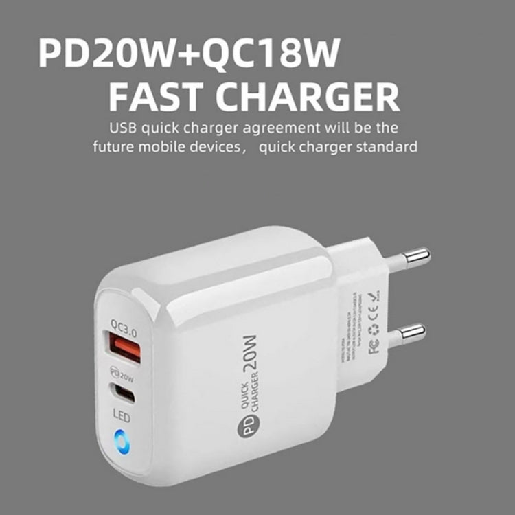 PD04 Type-C + USB Mobile Phone Charger with USB to 8 Pin Cable, US Plug(Black) - free shipping - PMC Jewellery - Order now!