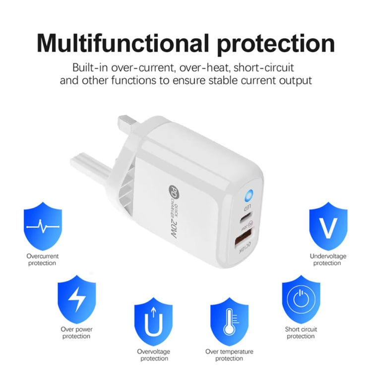 PD04 Type-C + USB Mobile Phone Charger with Type-C to 8 Pin Cable, UK Plug(Black) - free shipping - PMC Jewellery - Order now!