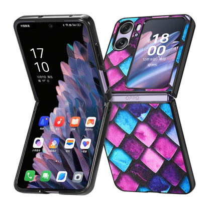For OPPO Find N2 Flip Colored Drawing Leather Skin Back Cover Phone Case(Purple Scales) - Find N2 Flip Cases by PMC Jewellery | Online Shopping South Africa | PMC Jewellery | Buy Now Pay Later Mobicred