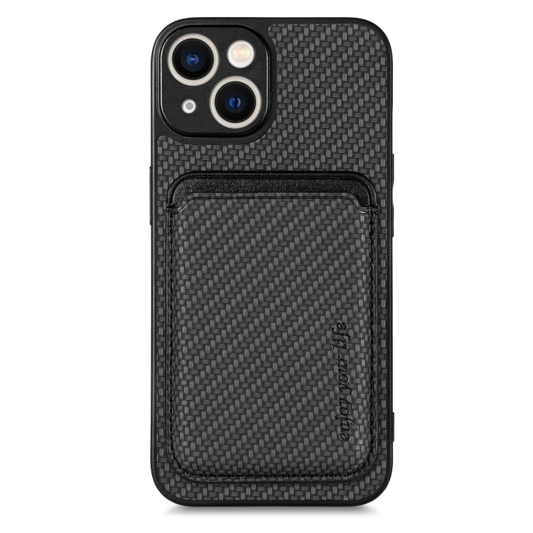 For iPhone 14 Carbon Fiber Leather Card Magsafe Magnetic Phone Case(Black) - iPhone 14 Cases by PMC Jewellery | Online Shopping South Africa | PMC Jewellery