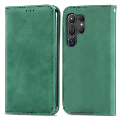 For Samsung Galaxy S25 Ultra 5G Retro Skin Feel Magnetic Leather Phone Case(Green) - Galaxy S25 Ultra 5G Cases by PMC Jewellery | Online Shopping South Africa | PMC Jewellery | Buy Now Pay Later Mobicred