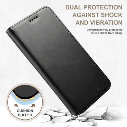 For Samsung Galaxy S25 Ultra 5G Suteni Calf Texture Horizontal Flip Leather Phone Case(Black) - Galaxy S25 Ultra 5G Cases by Suteni | Online Shopping South Africa | PMC Jewellery | Buy Now Pay Later Mobicred