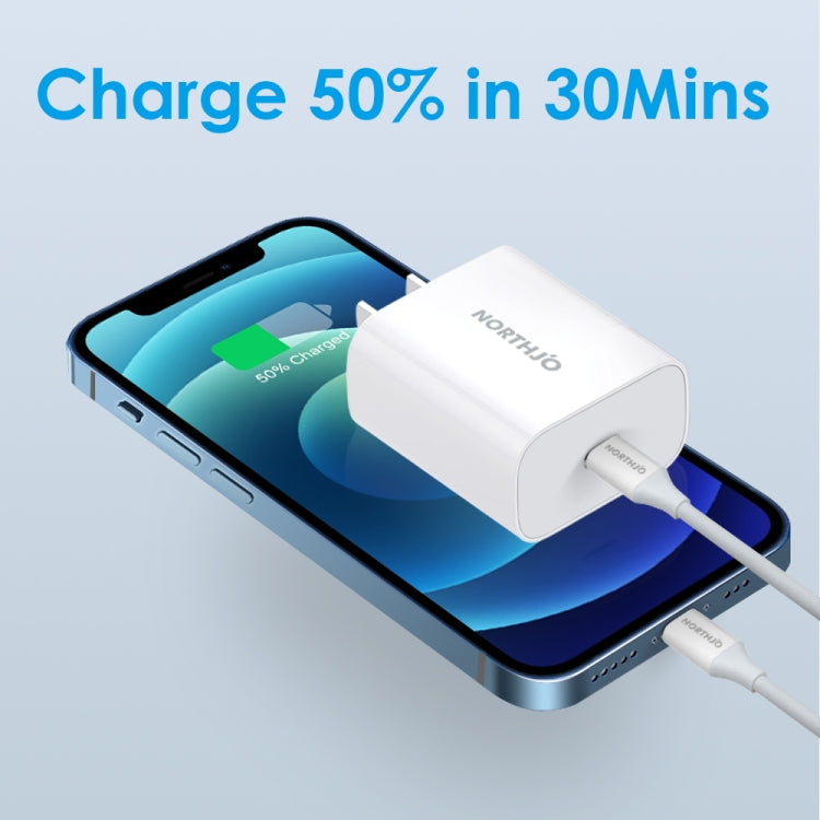 NORTHJO NOPD2000 PD 20W USB-C / Type-C Single Port Fast Wall Charger, Plug Type:US Plug(White) - USB Charger by NORTHJO | Online Shopping South Africa | PMC Jewellery | Buy Now Pay Later Mobicred