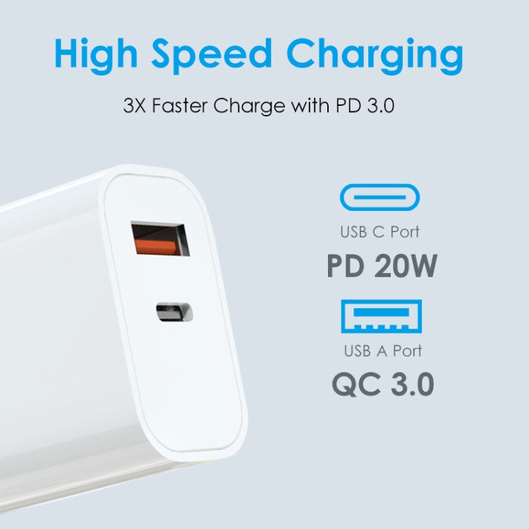 NORTHJO NOPD2002 PD20W USB-C/Type-C + QC 3.0 USB Dual Ports Fast Charger, US Plug(White) - USB Charger by NORTHJO | Online Shopping South Africa | PMC Jewellery | Buy Now Pay Later Mobicred