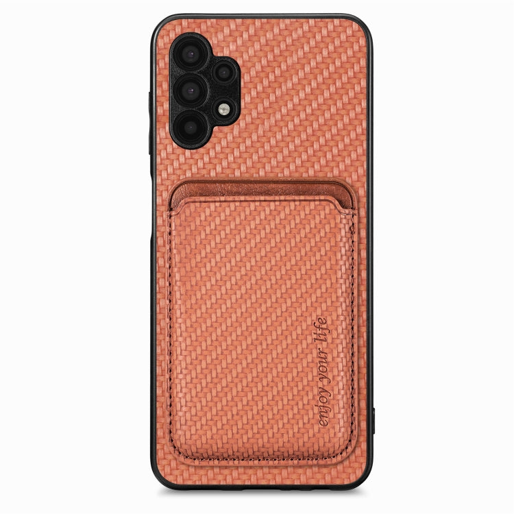 For Samsung Galaxy A32 5G Carbon Fiber Leather Card Magsafe Magnetic Phone Case(Brown) - Galaxy Phone Cases by PMC Jewellery | Online Shopping South Africa | PMC Jewellery | Buy Now Pay Later Mobicred