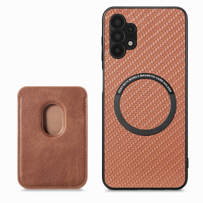 For Samsung Galaxy A32 5G Carbon Fiber Leather Card Magsafe Magnetic Phone Case(Brown) - Galaxy Phone Cases by PMC Jewellery | Online Shopping South Africa | PMC Jewellery | Buy Now Pay Later Mobicred