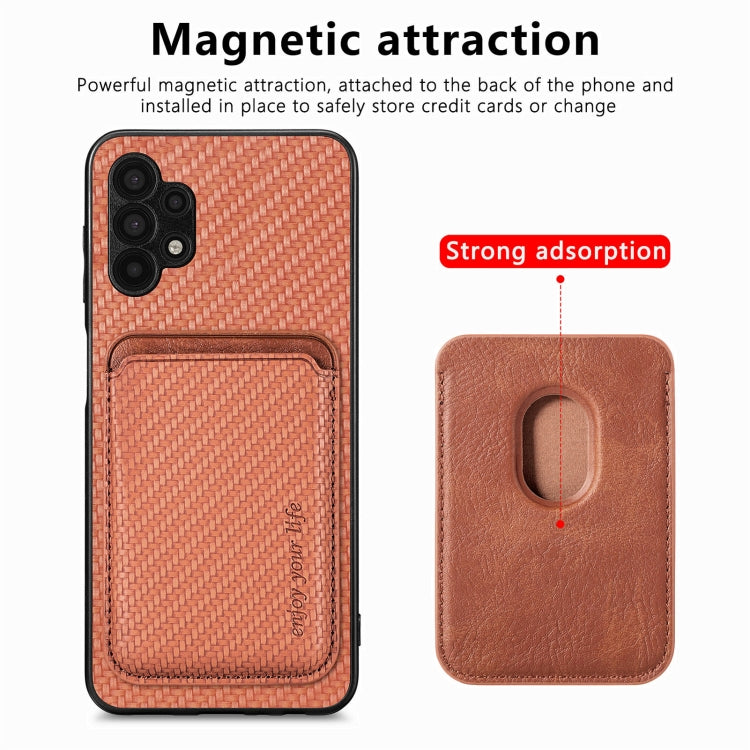 For Samsung Galaxy A32 5G Carbon Fiber Leather Card Magsafe Magnetic Phone Case(Brown) - Galaxy Phone Cases by PMC Jewellery | Online Shopping South Africa | PMC Jewellery | Buy Now Pay Later Mobicred