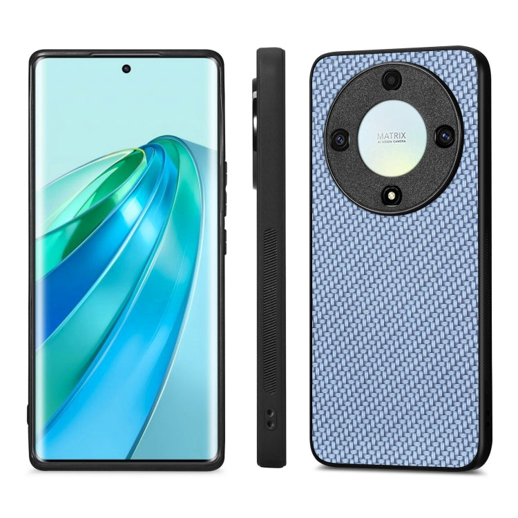 For Honor X9A Carbon Fiber Texture Leather Back Cover Phone Case(Blue) - Honor Cases by PMC TechLife | Online Shopping South Africa | PMC TechLife