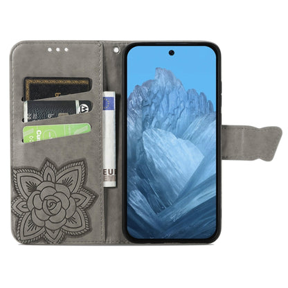 For Google Pixel 9 Butterfly Love Flower Embossed Leather Phone Case(Gray) - Google Cases by PMC Jewellery | Online Shopping South Africa | PMC Jewellery | Buy Now Pay Later Mobicred