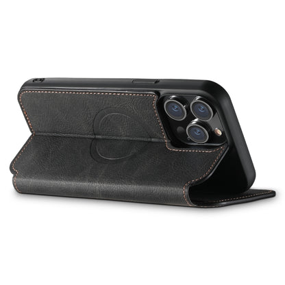 For iPhone 13 Suteni J06 Retro Matte Litchi Texture Leather Magnetic Magsafe Phone Case(Black) - iPhone 13 Cases by Suteni | Online Shopping South Africa | PMC Jewellery | Buy Now Pay Later Mobicred